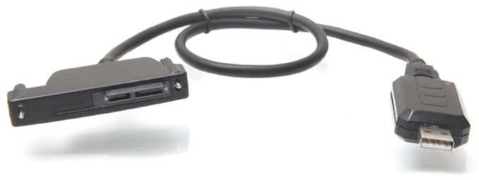 SATA auf USB Adapterkabel zum externen Anschluss der ausgebauten, optischen Laufwerke über USB